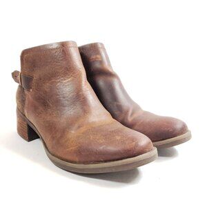 Sam Edelman Women Size 6 Brown Leather Ankle Boots With Buckle Detail Block Heel